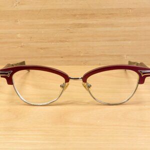 Seraphin Grand 8603 Burgundy/Silver Metal Cat-Eye Eyeglasses 49-19-145 – Japan